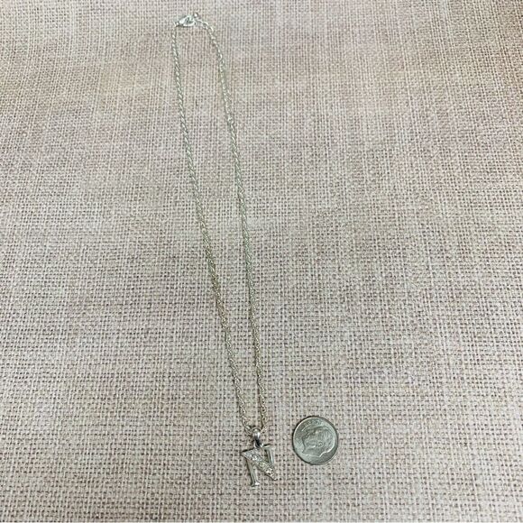 Silver Crystal Initial N Necklace - Picture 1 of 2